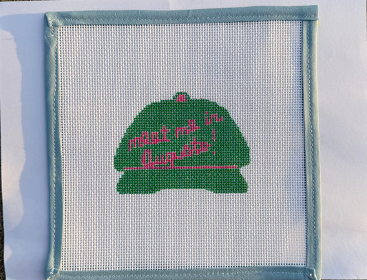 Handpainted Needlepoint Canvas – “Meet Me in Augusta” Hat | 13 Mesh