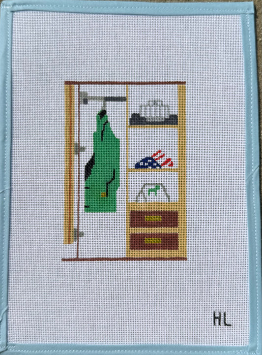 The Masters Locker Needlepoint Canvas | Handpainted Masters Canvas | 13 or 18 Mesh