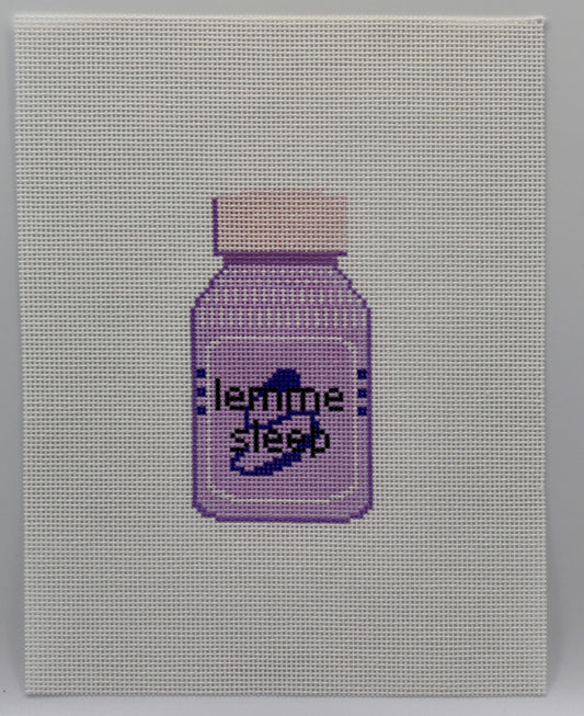 Lemme Sleep Needlepoint Canvas | Handpainted 18 Mesh Needlepoint | Funny Needlepoint Canvas |Trendy Needlepoint Design | Cute Sleepy Canvas