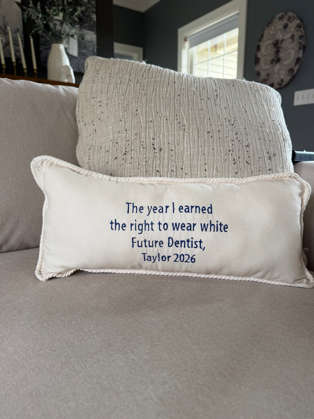 Custom Personalized Pillow | Embroidered Name or Quote Pillow | Any Size | Ruffle or Piping | Custom Gift & Home Decor