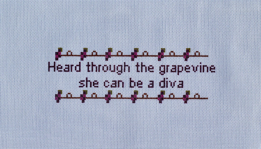 Heard Through the Grapevine She Can Be a Diva Needlepoint Canvas | 18 Mesh Hand-Painted Canvas