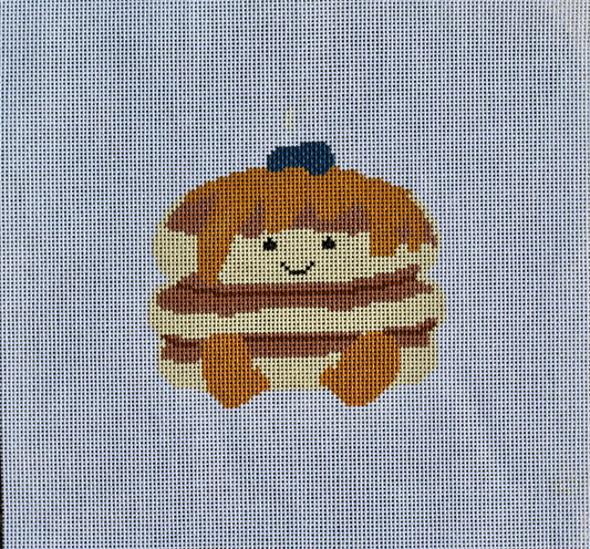 Smiling Pancake Needlepoint Canvas | 18 Mesh Hand-Painted Breakfast Canvas