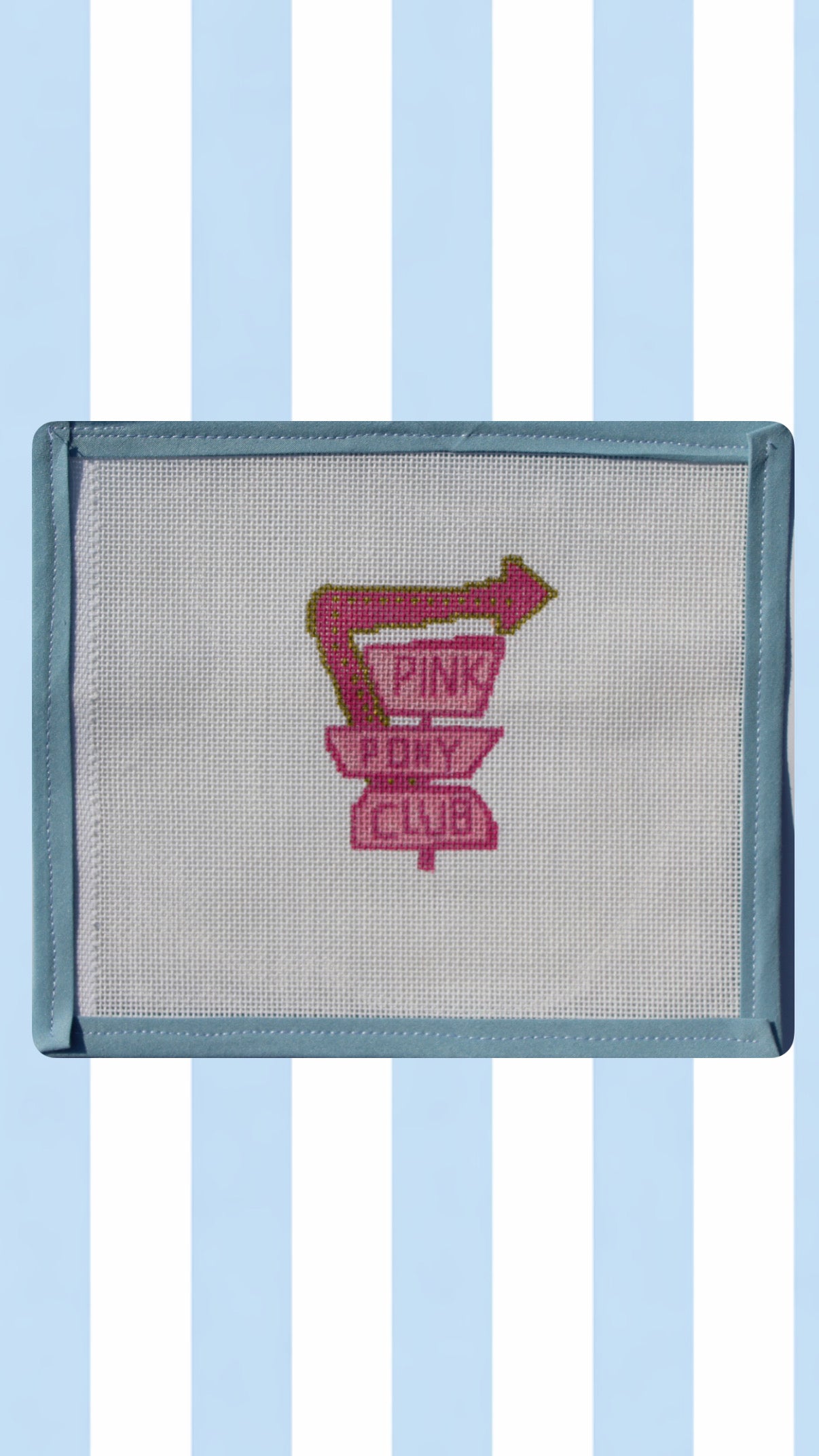 Handpainted Needlepoint Canvas – Pink Pony Club | 18 Mesh