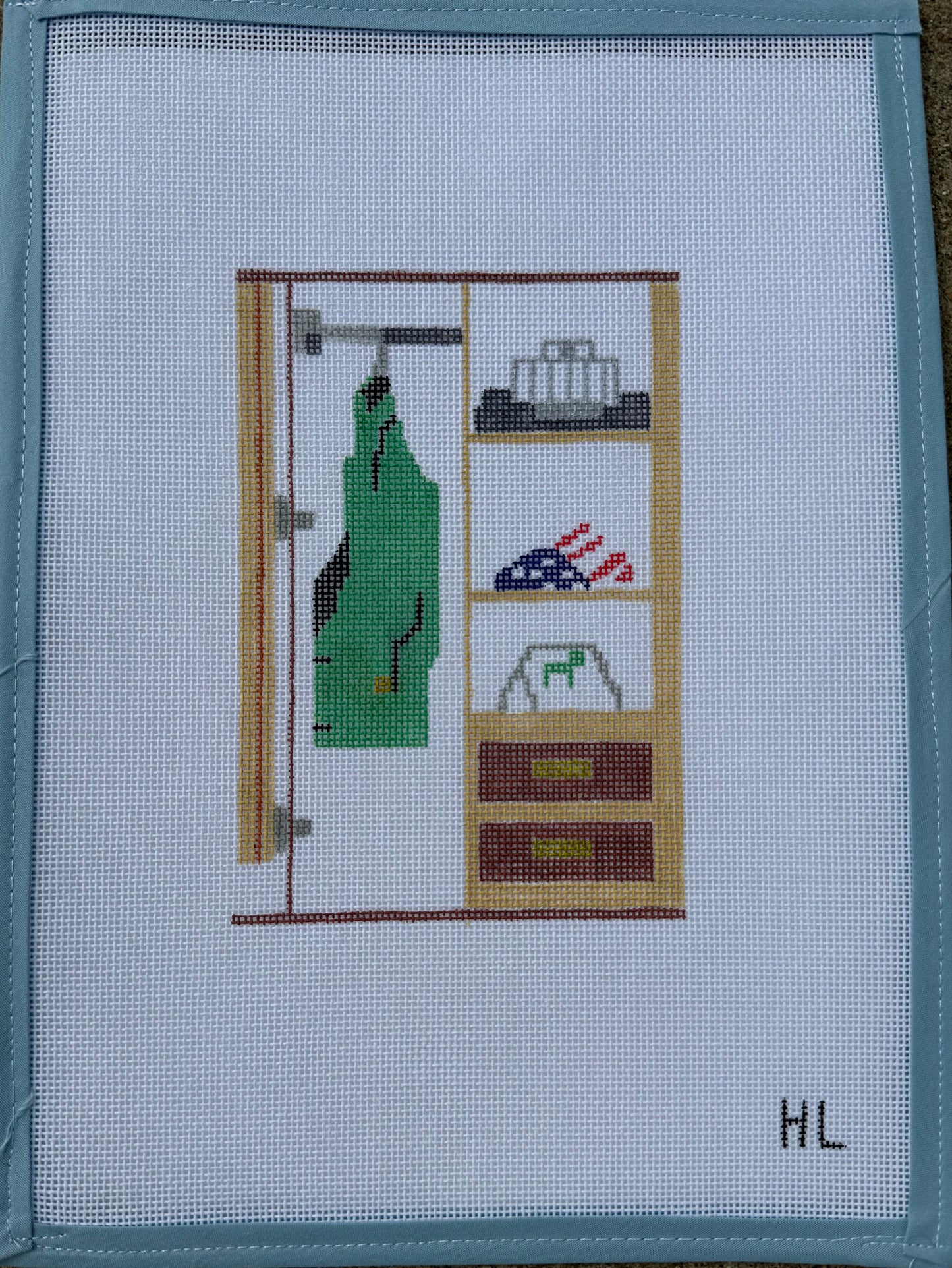 The Masters Locker Needlepoint Canvas | Handpainted Masters Canvas | 13 or 18 Mesh