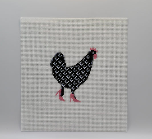 Fancy Chicken Needlepoint Canvas | Handpainted 18 Mesh Needlepoint Canvas | Funny Chicken Needlepoint | Farmhouse Needlepoint Canvas | Pink Chicken Decor |Southern Needlepoint Gift