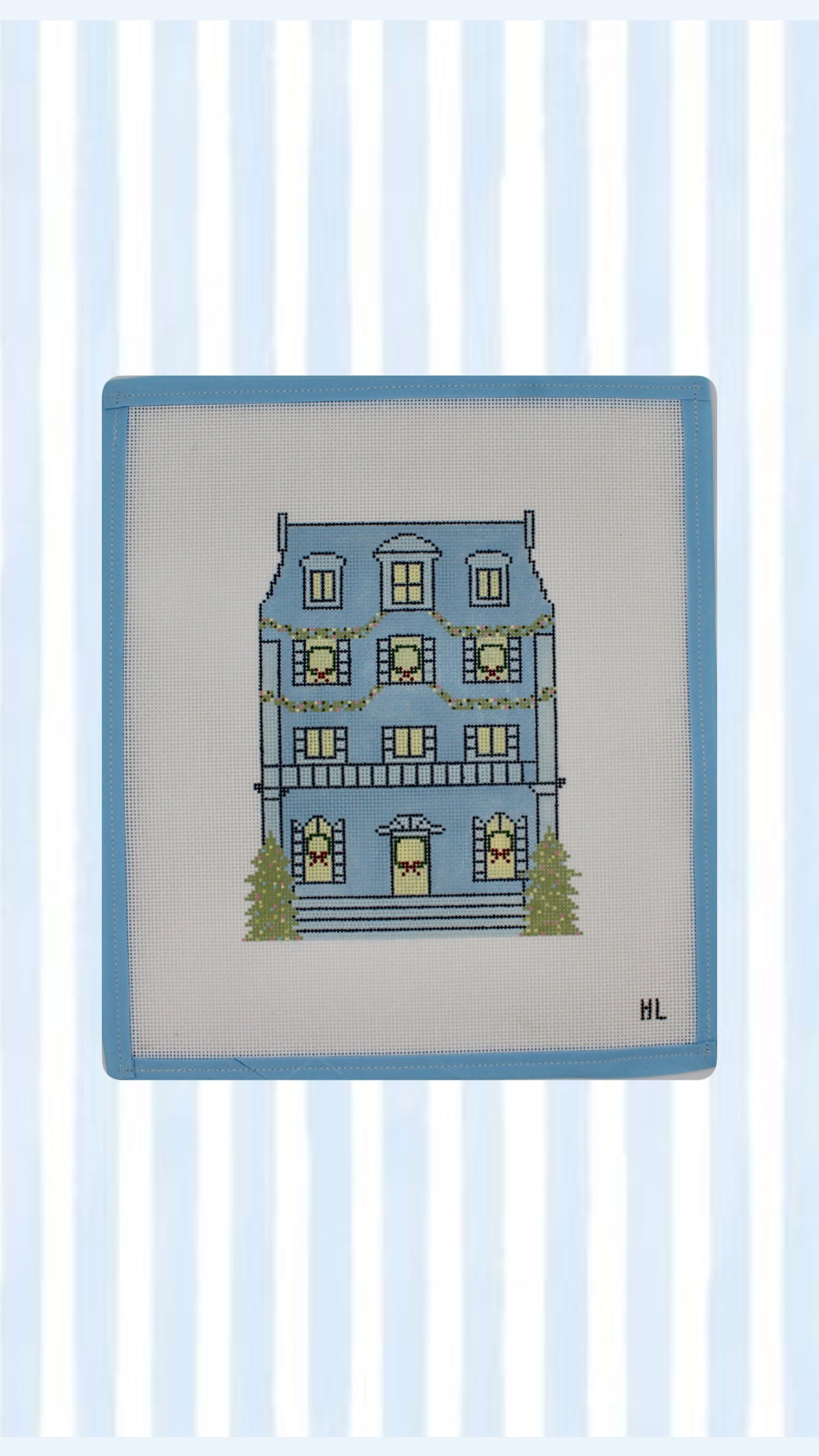Paris Christmas Village- French House Handpainted Needlepoint Canvas | 18 Mesh
