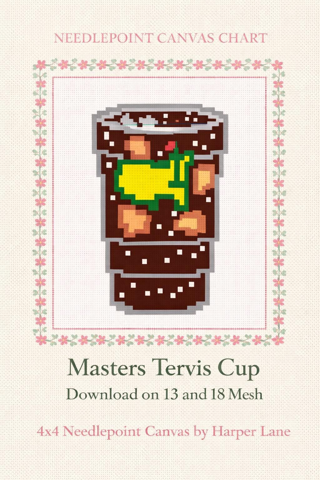 Masters Tervis Cup Needlepoint Pattern | Soda Design (Digital Download)