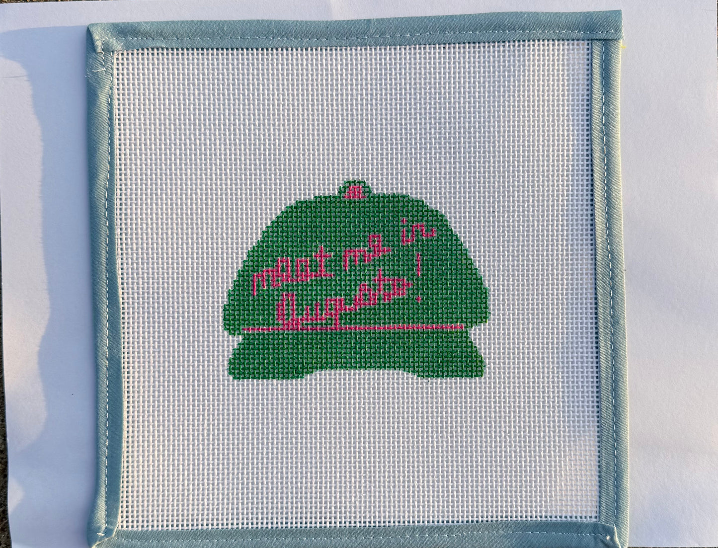 Handpainted Needlepoint Canvas – “Meet Me in Augusta” Hat | 13 Mesh