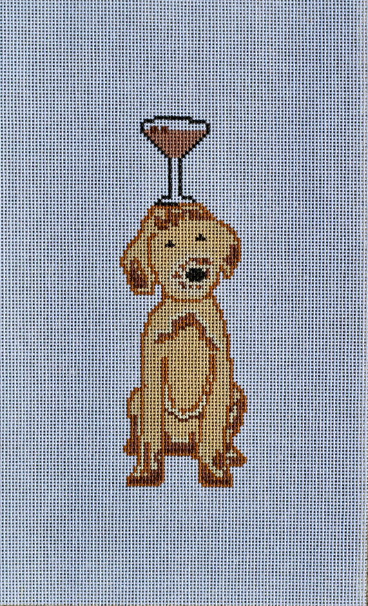 Doodle with Espresso Martini Needlepoint Canvas | 18 Mesh Hand-Painted Dog Canvas