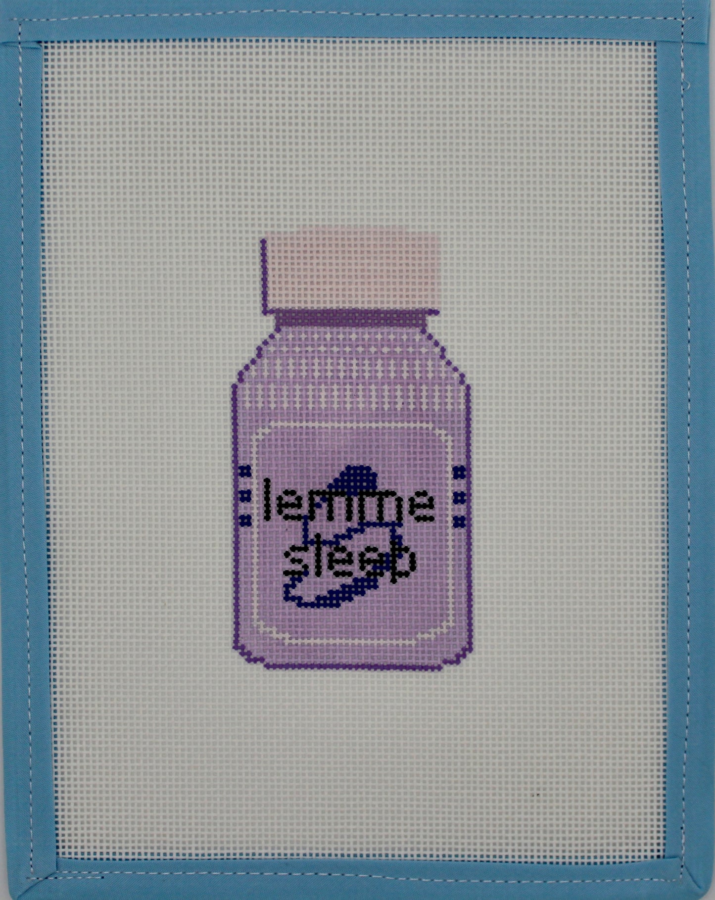 Lemme Sleep Needlepoint Canvas | Handpainted 18 Mesh Needlepoint | Funny Needlepoint Canvas |Trendy Needlepoint Design | Cute Sleepy Canvas