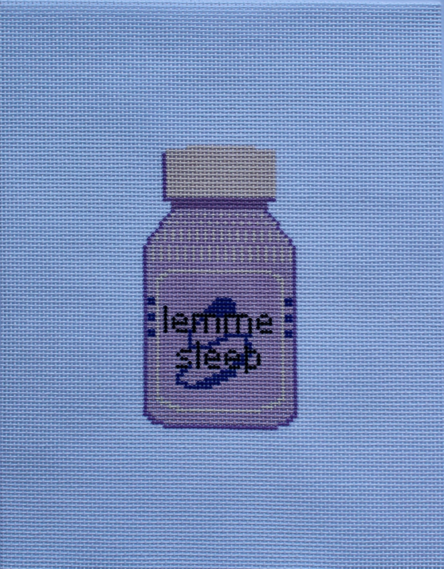 Lemme Sleep Needlepoint Canvas | Handpainted 18 Mesh Needlepoint | Funny Needlepoint Canvas |Trendy Needlepoint Design | Cute Sleepy Canvas