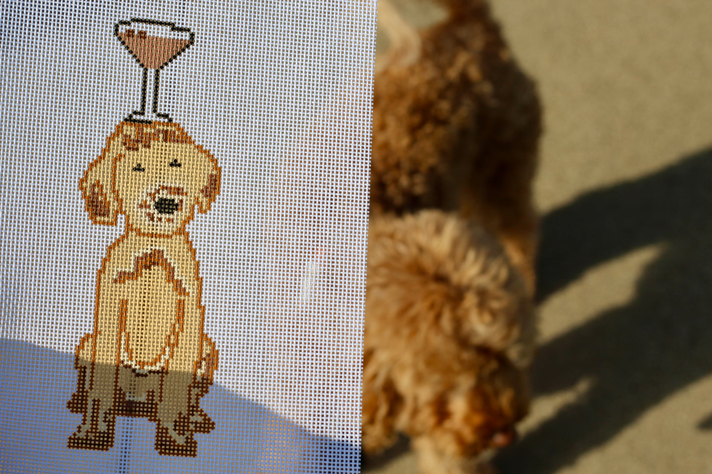 Doodle with Espresso Martini Needlepoint Canvas | 18 Mesh Hand-Painted Dog Canvas