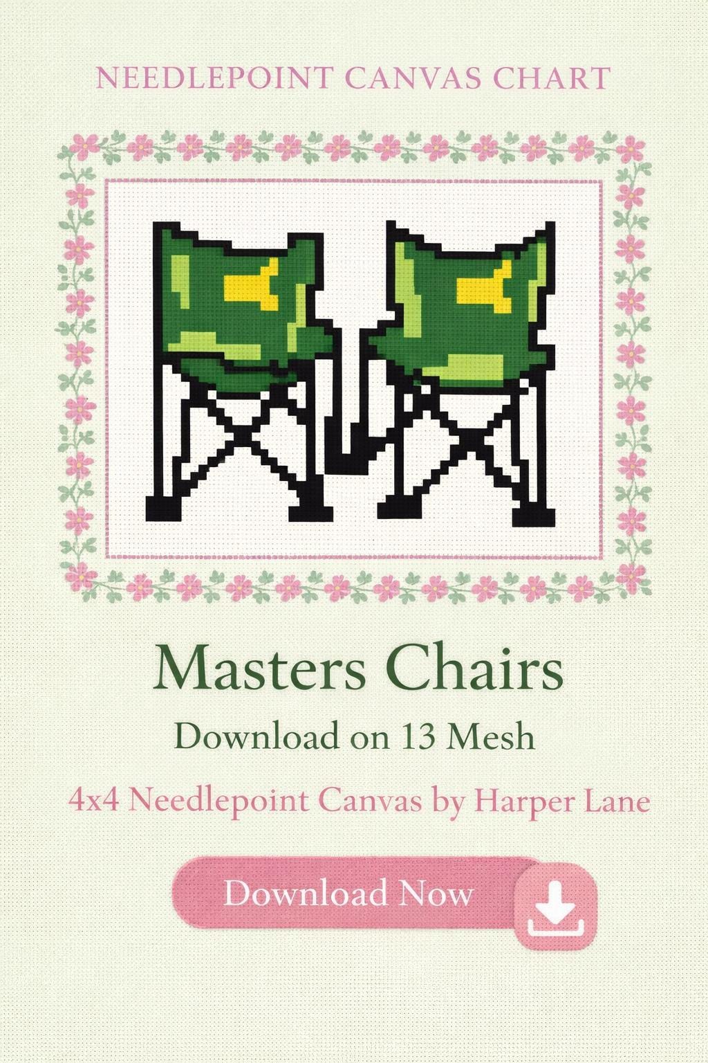 Masters Chairs Needlepoint Canvas Digital Download | Instant Download | Needlepoint Canvas