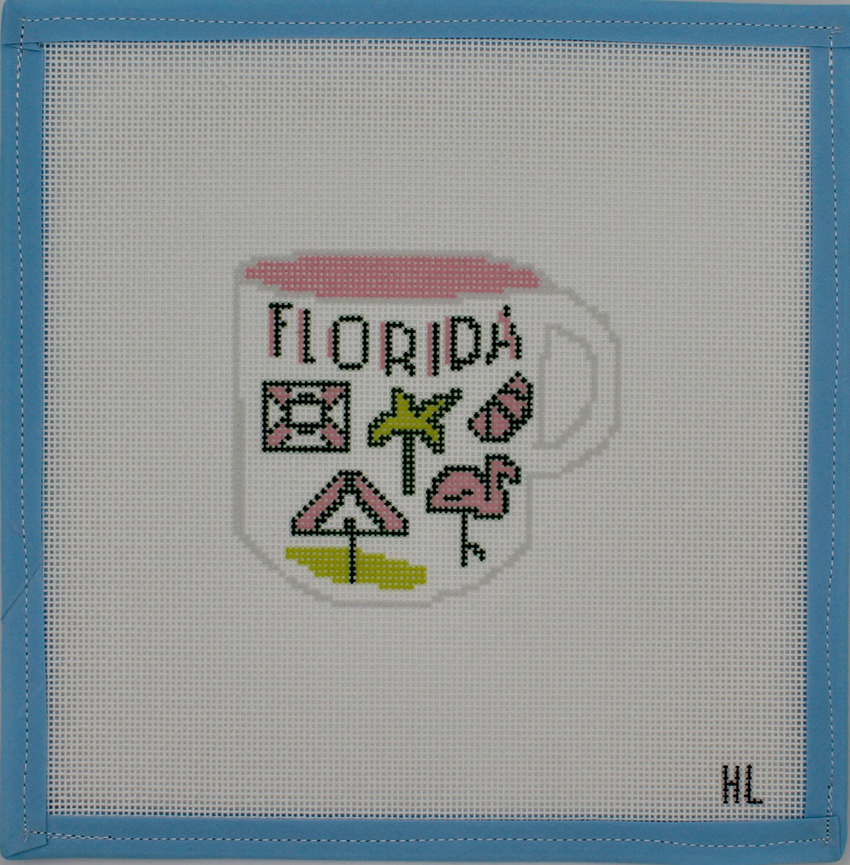 Coffee Mug Places Printed Needlepoint Canvas | 4x4 | 18 Mesh