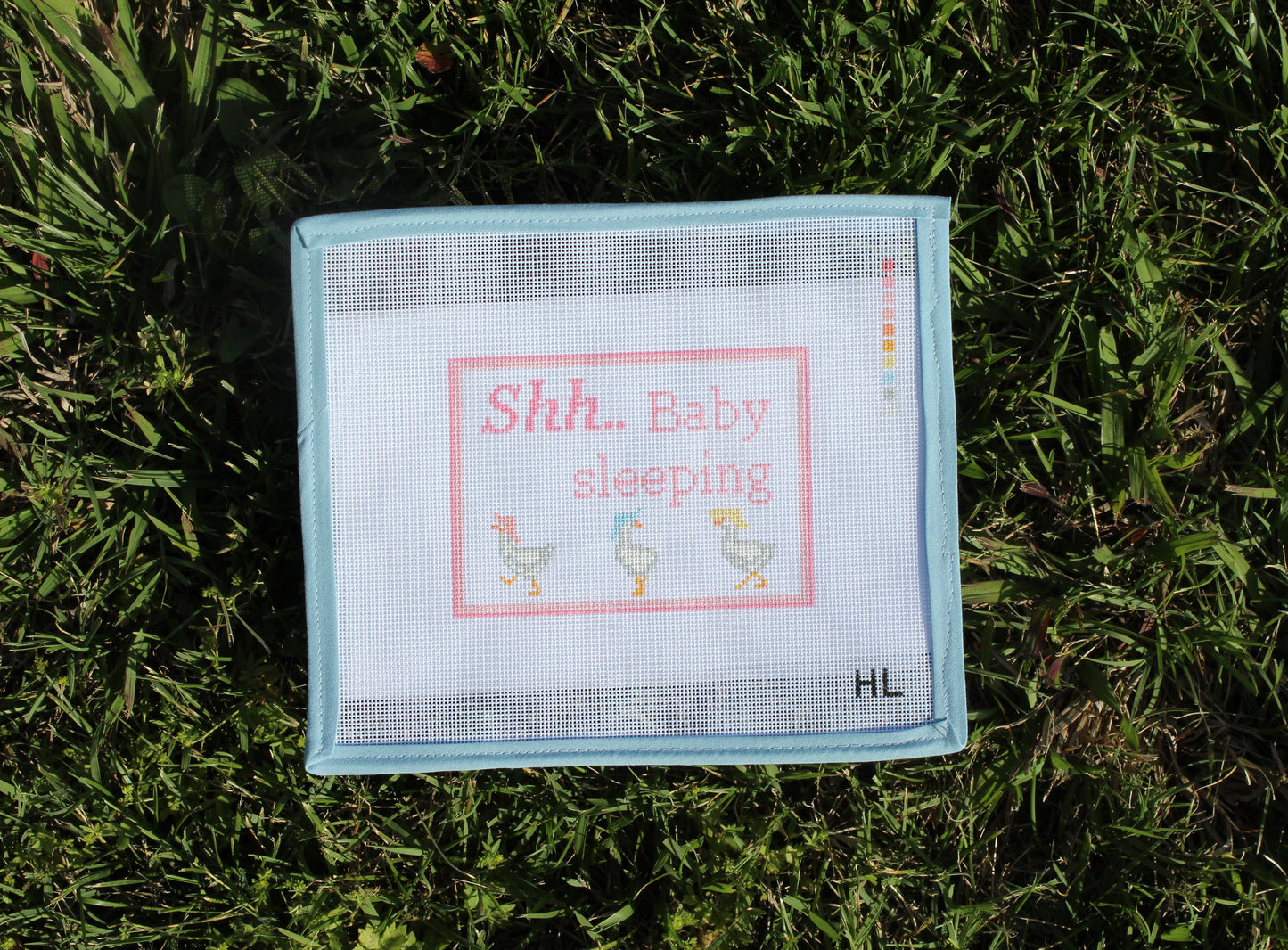 “Shhh Baby Sleeping” Handpainted Needlepoint Canvas | 18 Mesh Nursery Design