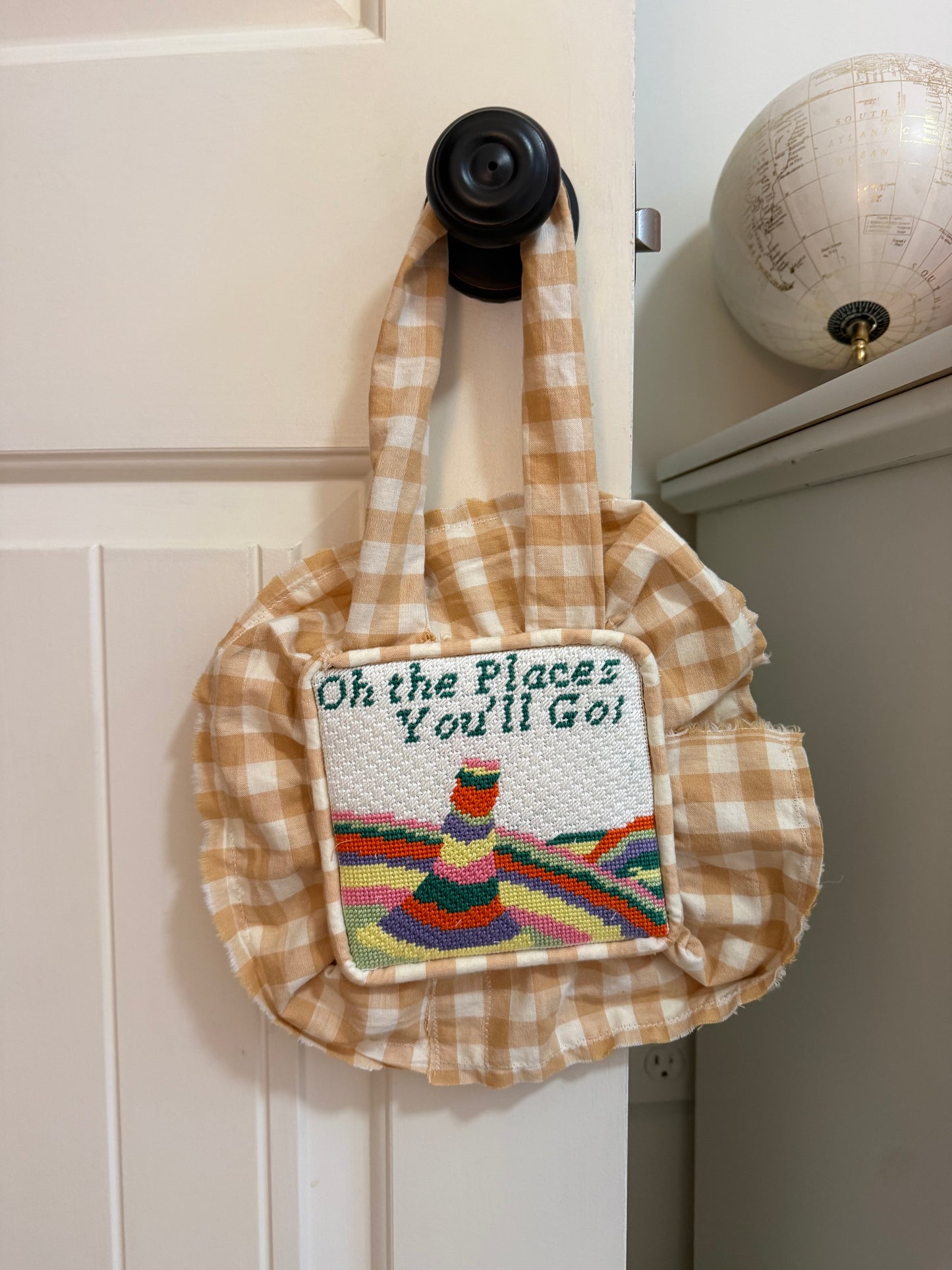 Oh, the Places You’ll Go Handpainted Needlepoint Canvas – 13 Mesh, 5.5” x 5.5”