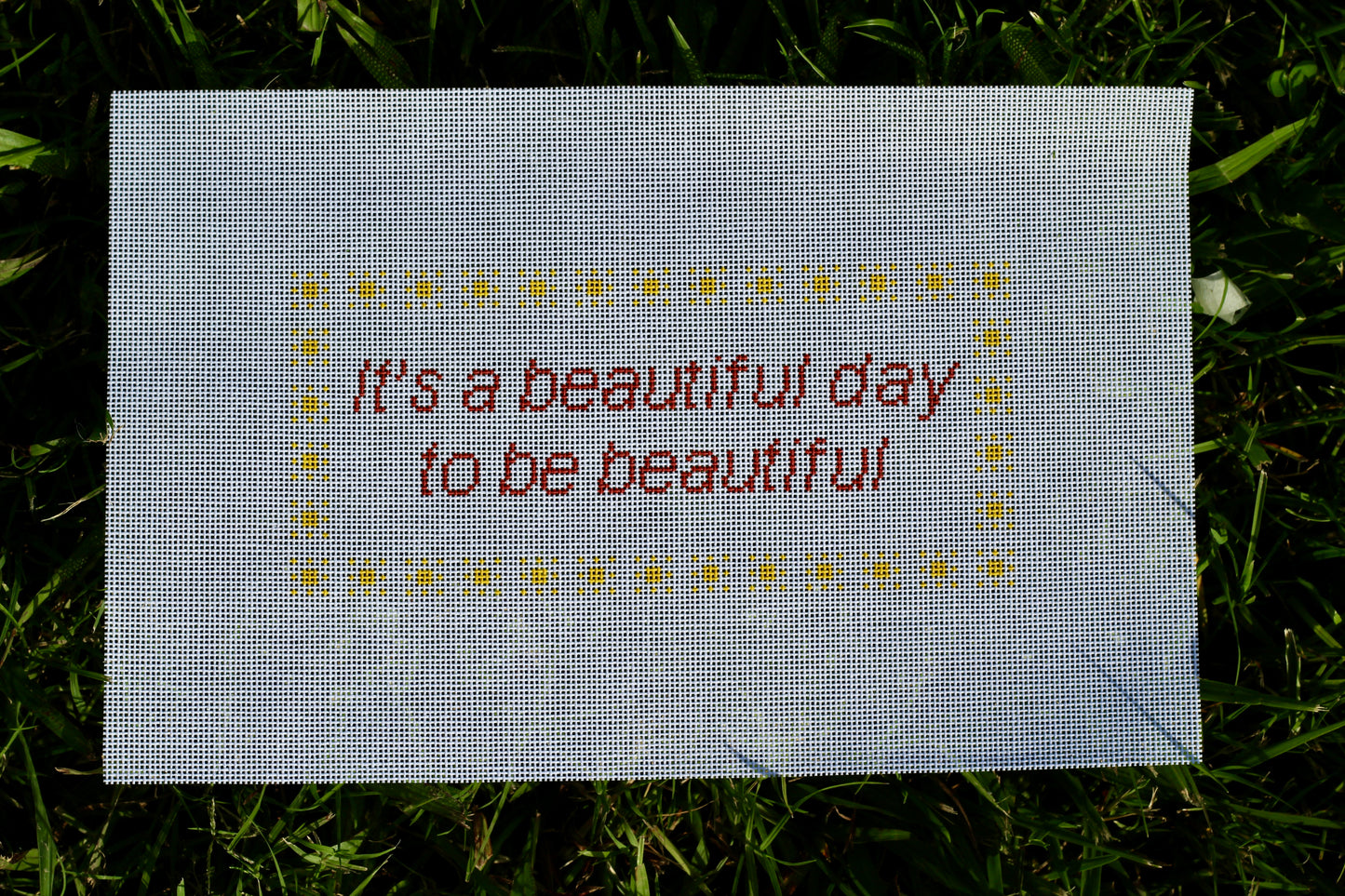It’s a Beautiful Day to Be Beautiful | Love Island Inspired Hand-Painted Needlepoint Canvas | 13 Mesh