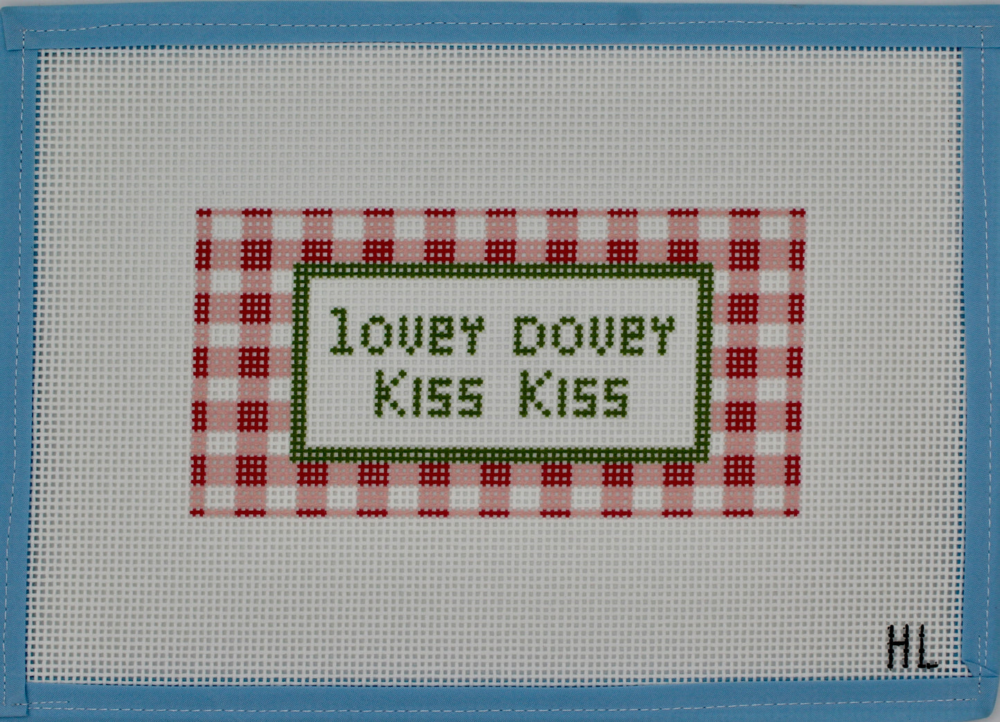 Lovey Dovey Kiss Kiss Needlepoint Canvas | 13 Mesh Printed Needlepoint Canvas | 6 x 3