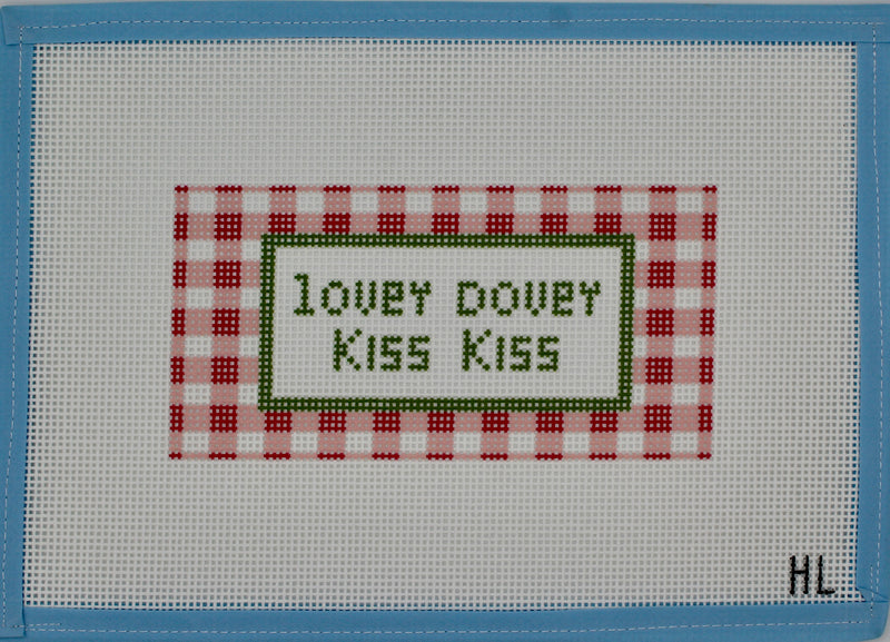 Lovey Dovey Kiss Kiss Needlepoint Canvas | 13 Mesh Printed