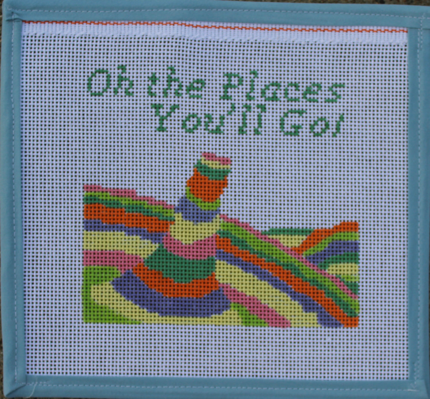 Oh, the Places You’ll Go Handpainted Needlepoint Canvas – 13 Mesh, 5.5” x 5.5”