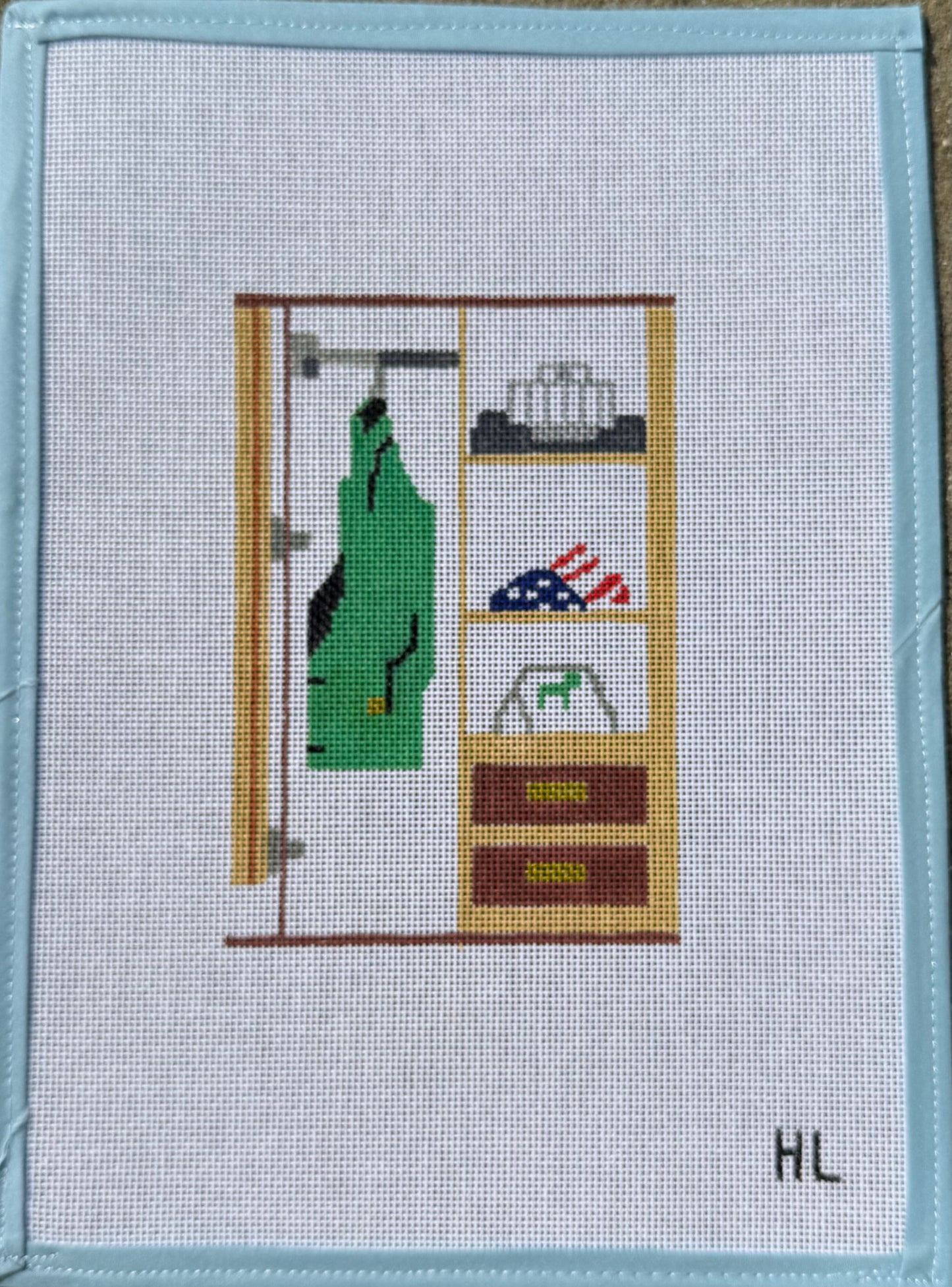 The Masters Locker Needlepoint Canvas | Handpainted Masters Canvas | 13 or 18 Mesh