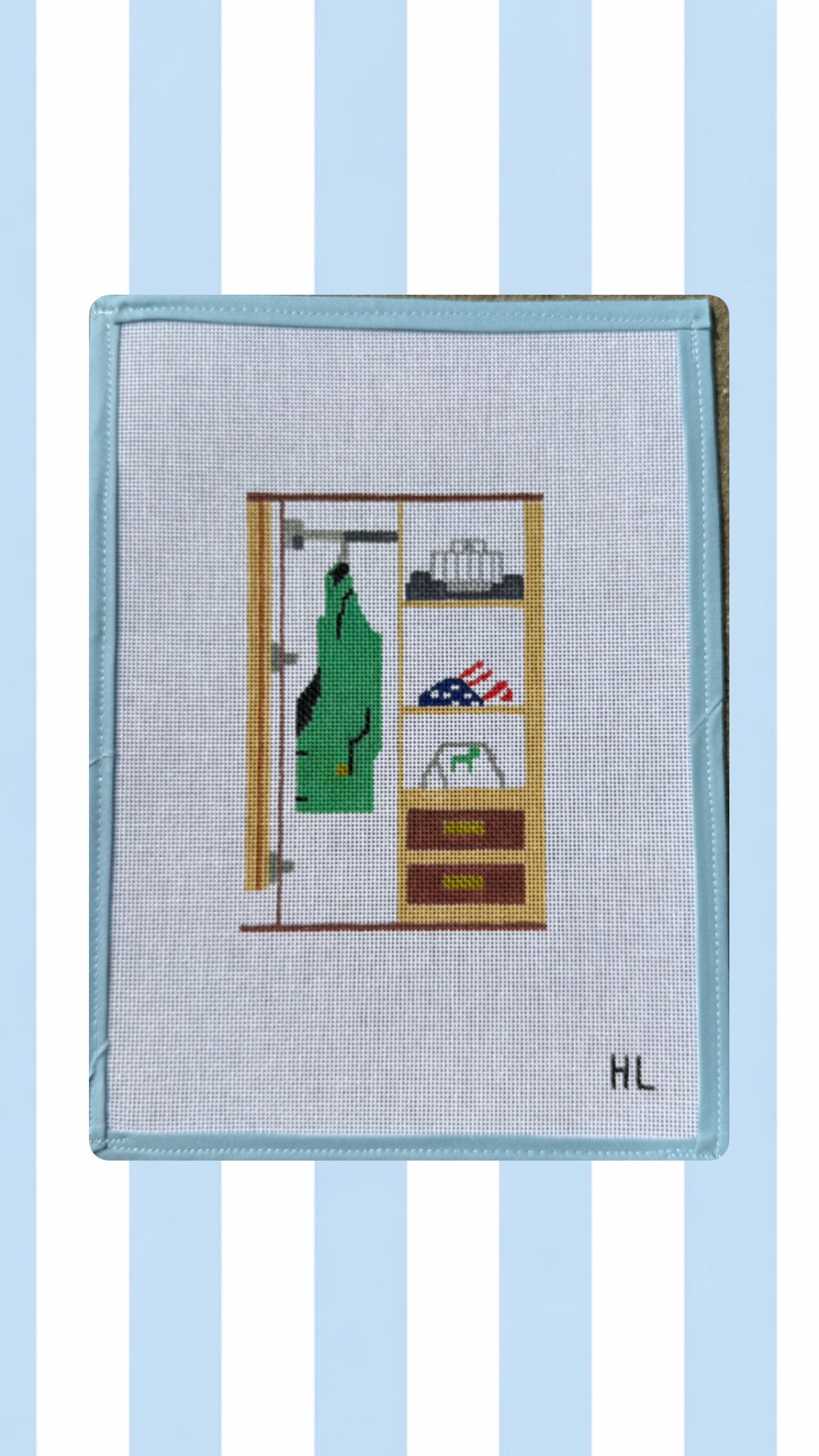 The Masters Locker Needlepoint Canvas | Handpainted Masters Canvas | 13 or 18 Mesh