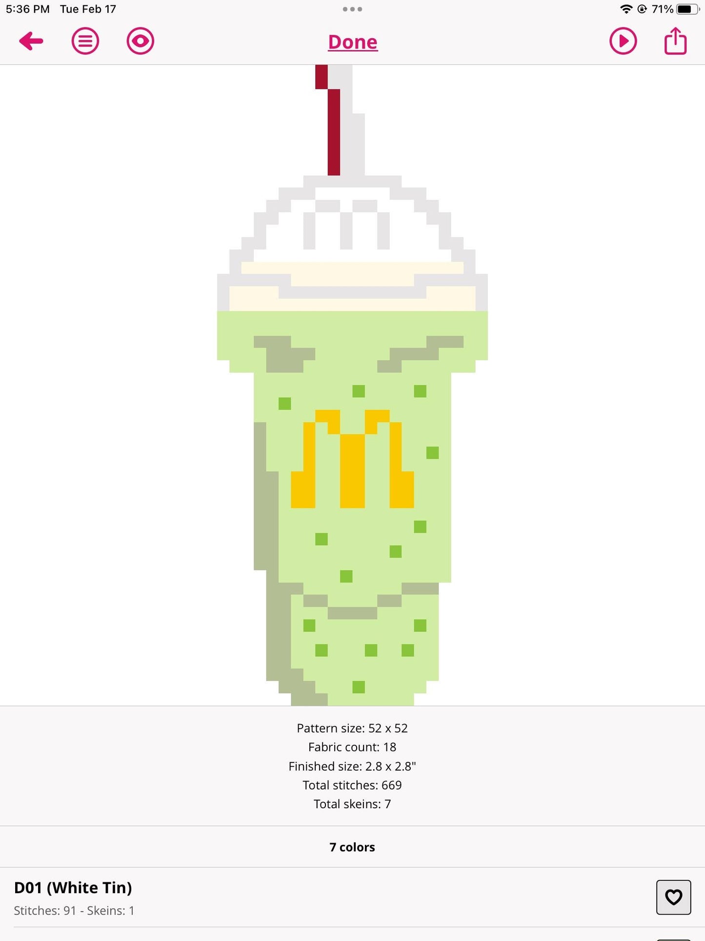 Shamrock Shake Mcdonalds Needlepoint Pattern Digital Download Design | 13 Mesh or 18 Mesh  (Digital Download)