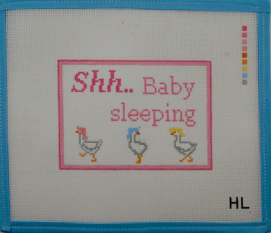 “Shhh Baby Sleeping” Handpainted Needlepoint Canvas | 18 Mesh Nursery Design
