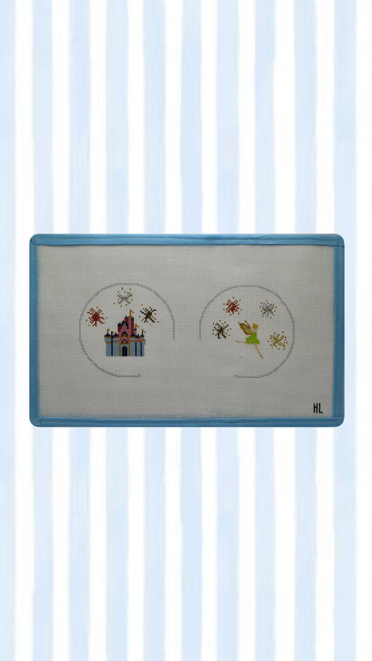 Magical Mouse Ears Handpainted Needlepoint Canvas Set | Two 4x4 Rounds | 18 Mesh