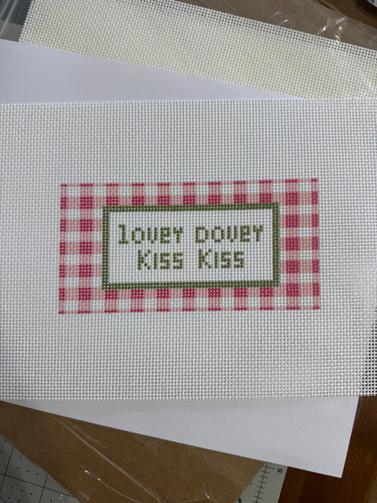 Lovey Dovey Kiss Kiss Needlepoint Canvas | 13 Mesh Printed