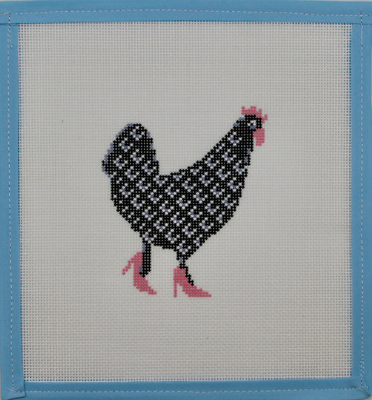 Fancy Chicken Needlepoint Canvas | Handpainted 18 Mesh Needlepoint Canvas | Funny Chicken Needlepoint | Farmhouse Needlepoint Canvas | Pink Chicken Decor |Southern Needlepoint Gift
