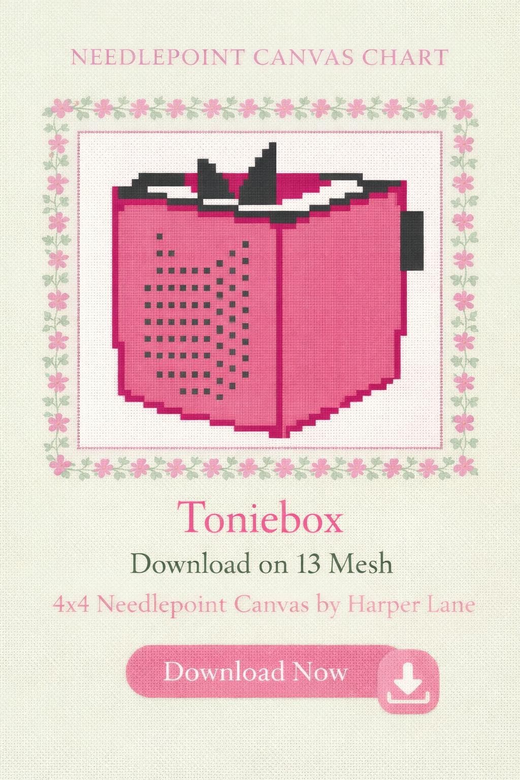 Toniebox Needlepoint Canvas Chart | 4x4 Kids Room Decor (Digital Download)