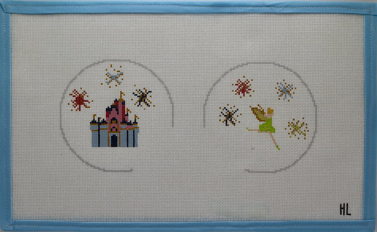 Magical Mouse Ears Handpainted Needlepoint Canvas Set | Two 4x4 Rounds | 18 Mesh