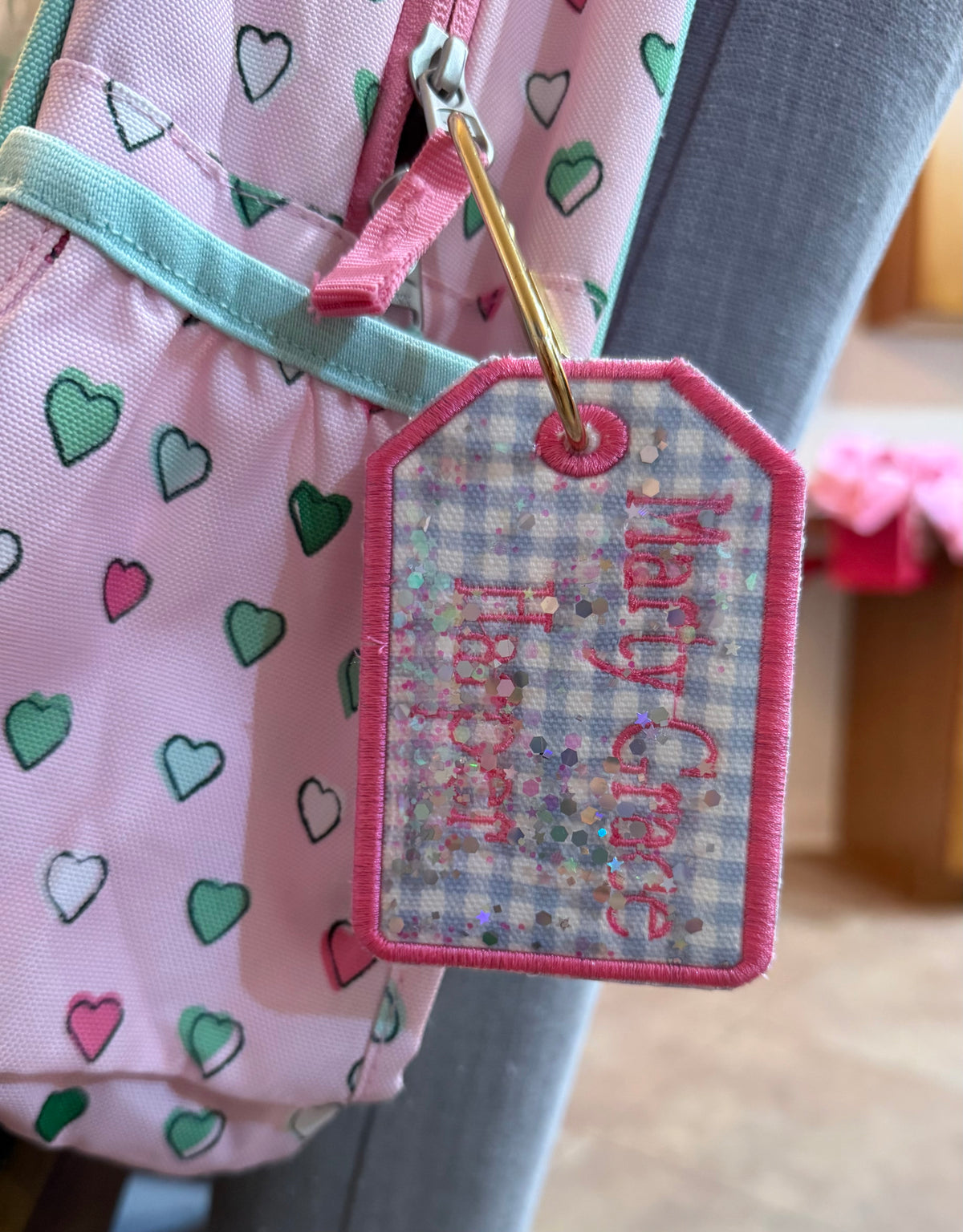 Personalized Shaker Bag Tag, Custom Name Backpack Tag, 4x4 Kids Bag Tag, Back to School Backpack Accessory, Custom Shaker Tag