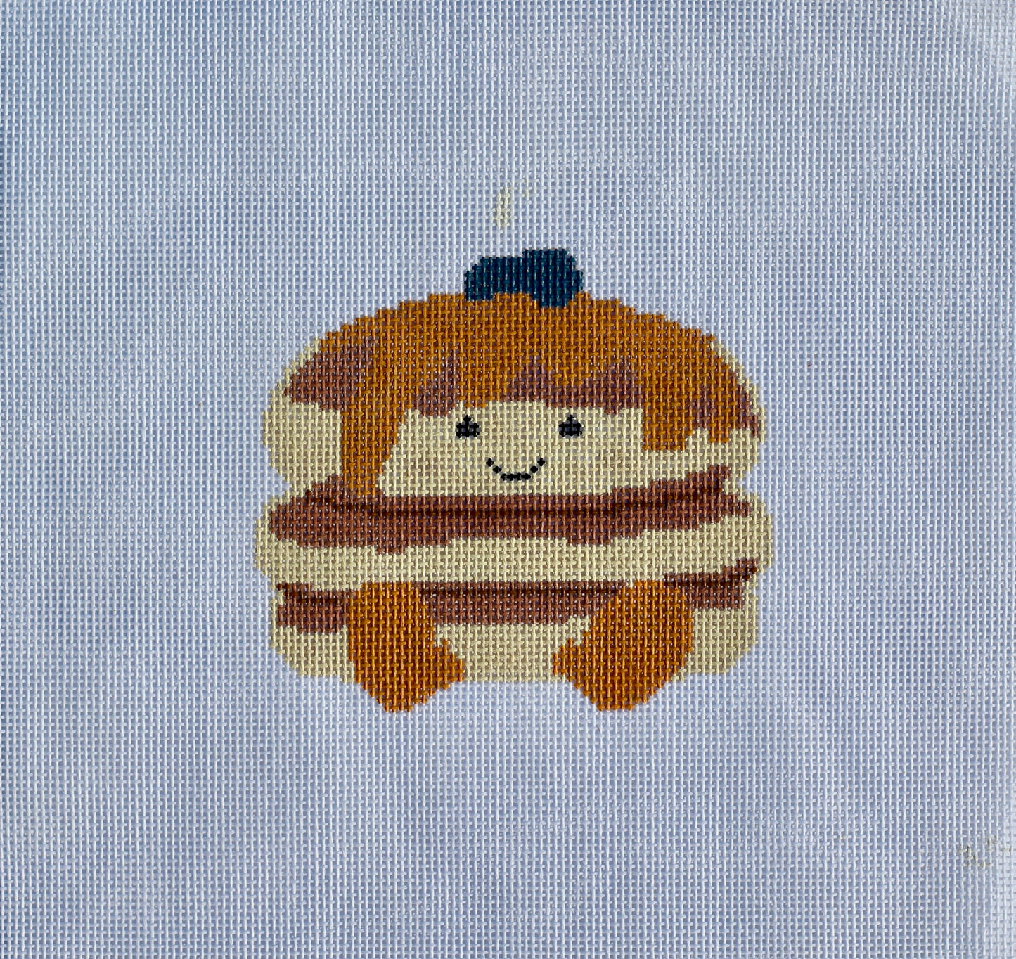 Smiling Pancake Needlepoint Canvas | 18 Mesh Hand-Painted Breakfast Canvas