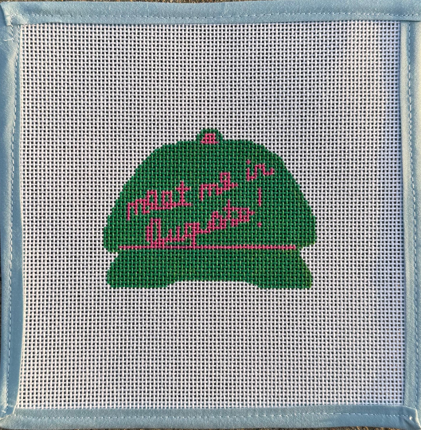 Handpainted Needlepoint Canvas – “Meet Me in Augusta” Hat | 13 Mesh