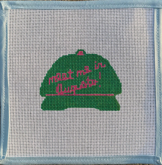 Handpainted Needlepoint Canvas – “Meet Me in Augusta” Hat | 13 Mesh