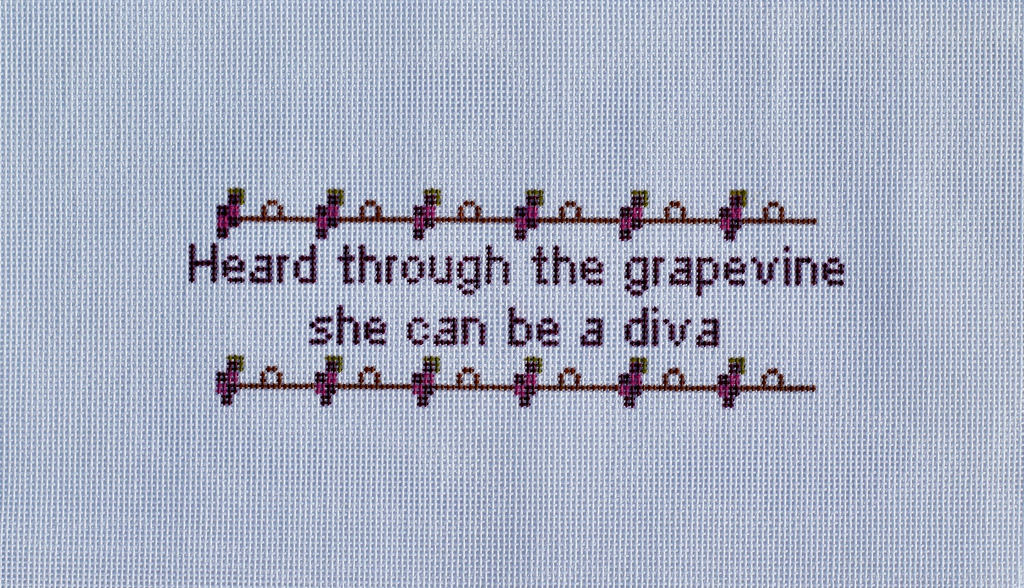 Heard Through the Grapevine She Can Be a Diva Needlepoint Canvas | 18 Mesh Hand-Painted Canvas
