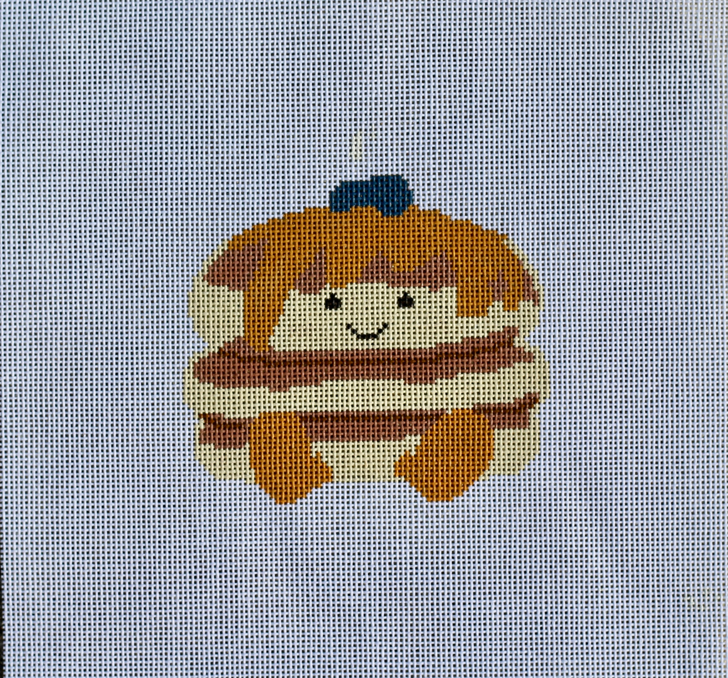 Smiling Pancake Needlepoint Canvas | 18 Mesh Hand-Painted Breakfast Canvas