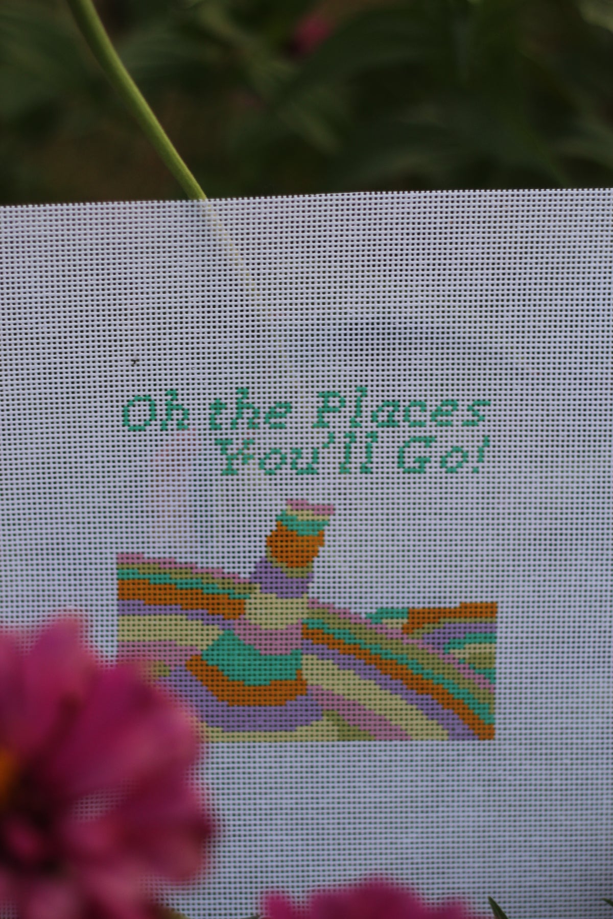 Oh, the Places You’ll Go Handpainted Needlepoint Canvas | 18 Mesh | 4x4