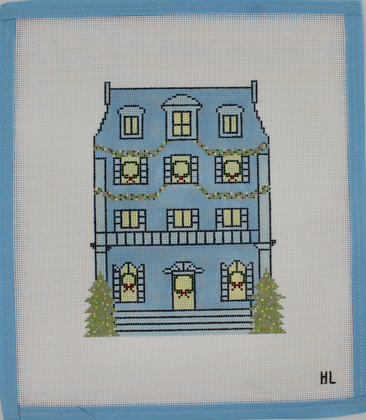 Paris Christmas Village- French House Handpainted Needlepoint Canvas | 18 Mesh