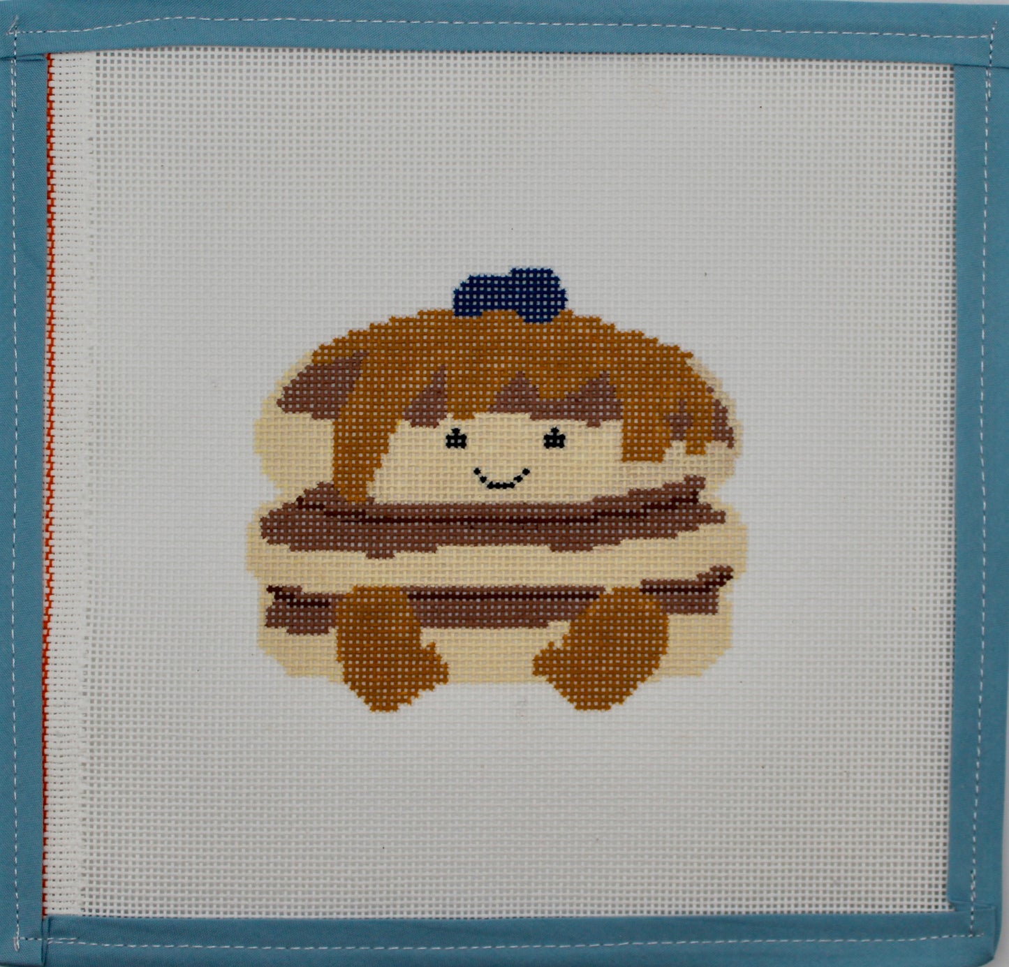 Smiling Pancake Needlepoint Canvas | 18 Mesh Hand-Painted Breakfast Canvas