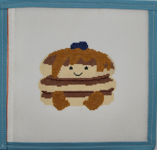 Smiling Pancake Needlepoint Canvas | 18 Mesh Hand-Painted Breakfast Canvas