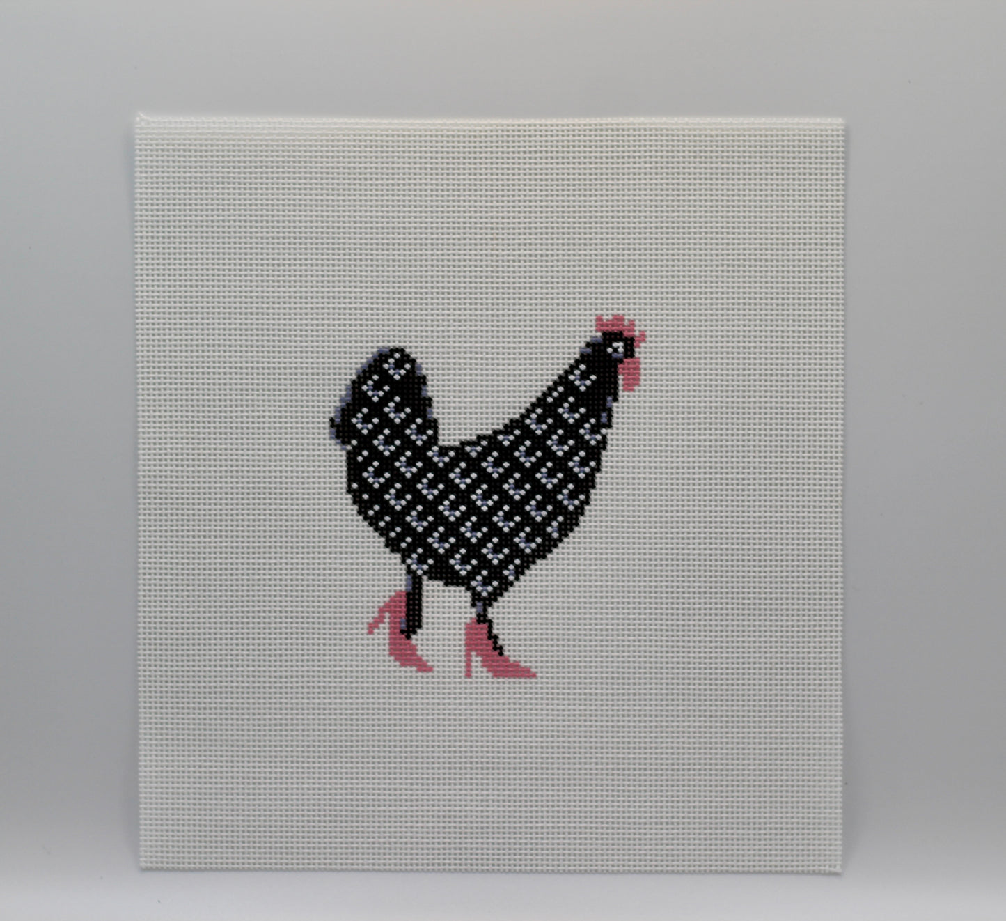 Fancy Chicken Needlepoint Canvas | Handpainted 18 Mesh Needlepoint Canvas | Funny Chicken Needlepoint | Farmhouse Needlepoint Canvas | Pink Chicken Decor |Southern Needlepoint Gift