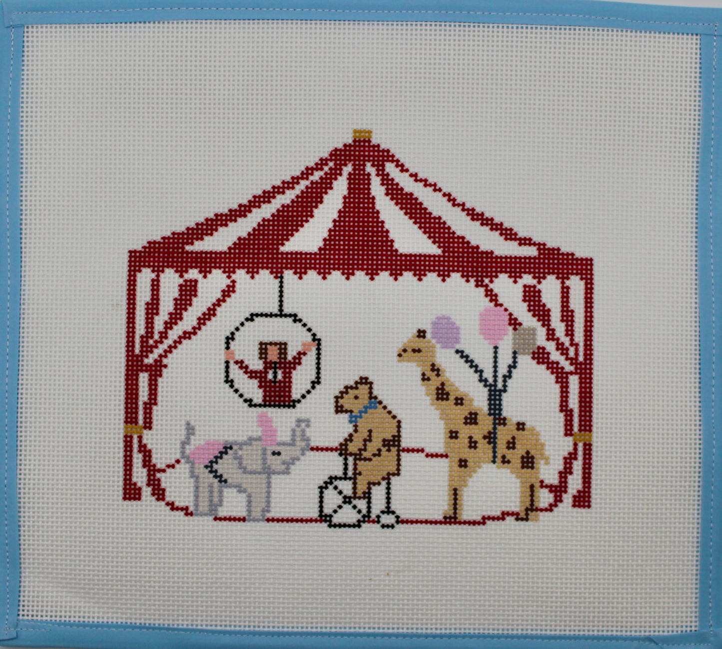 Hand Painted Carnival Needlepoint Canvas 13 Mesh | Circus Tent | Popcorn | Carousel Horse | Fair Theme Ornament Canvas