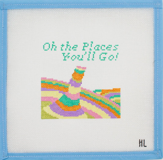 Oh, the Places You’ll Go Handpainted Needlepoint Canvas | 18 Mesh | 4x4
