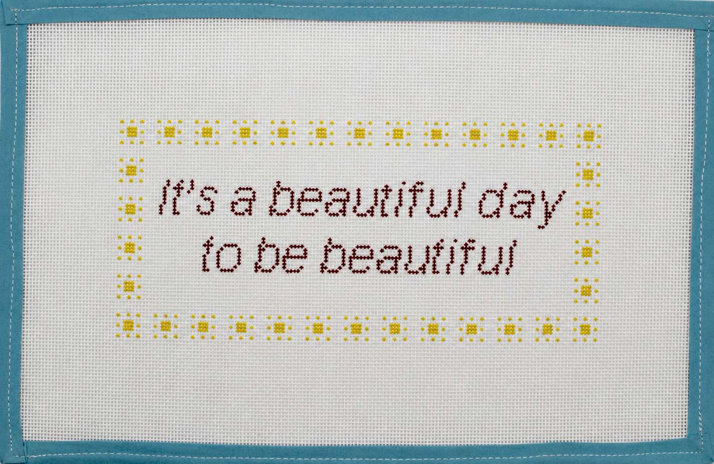 It’s a Beautiful Day to Be Beautiful | Love Island Inspired Hand-Painted Needlepoint Canvas | 13 Mesh
