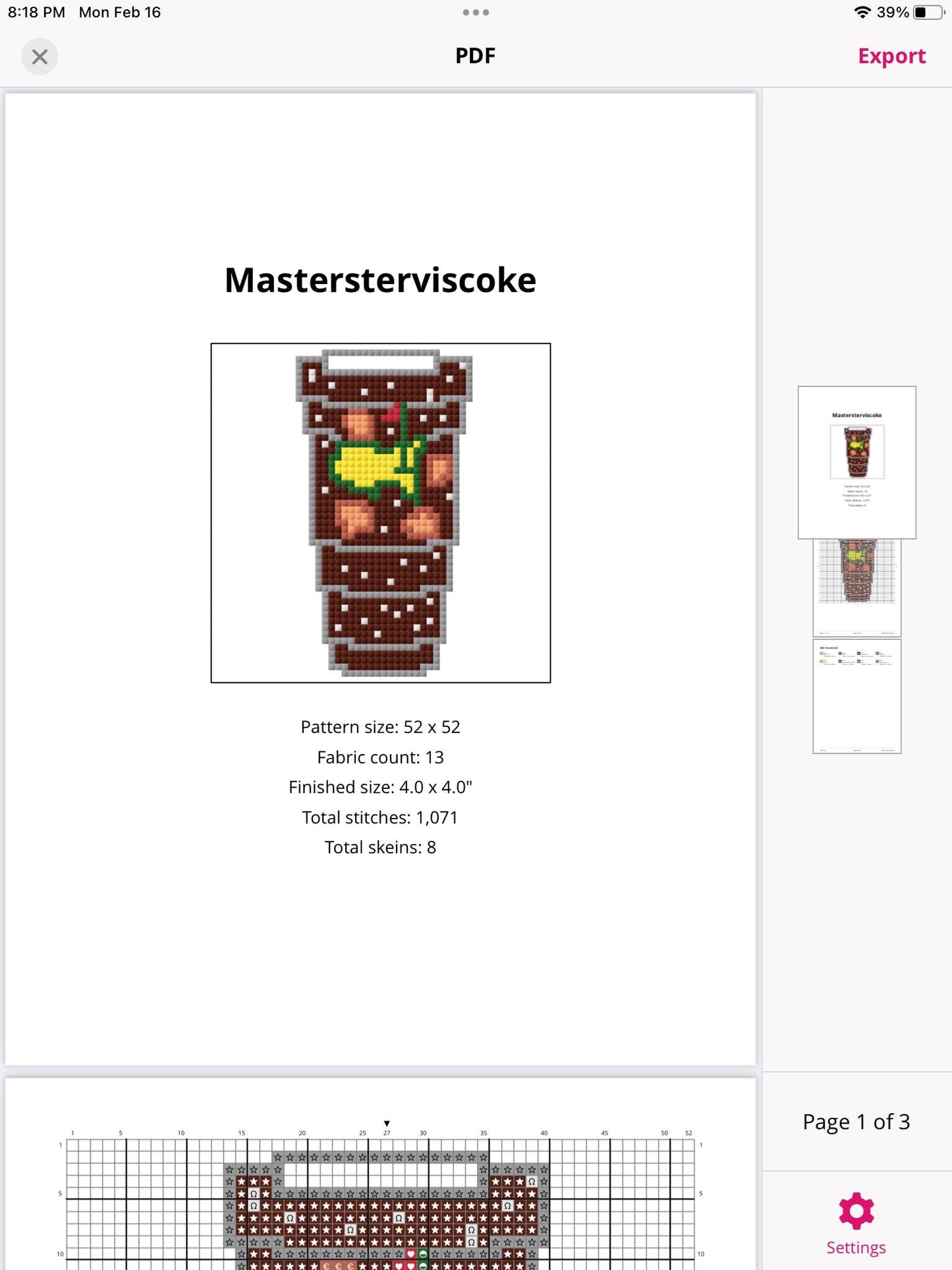 Masters Tervis Cup Needlepoint Pattern | Soda Design (Digital Download)